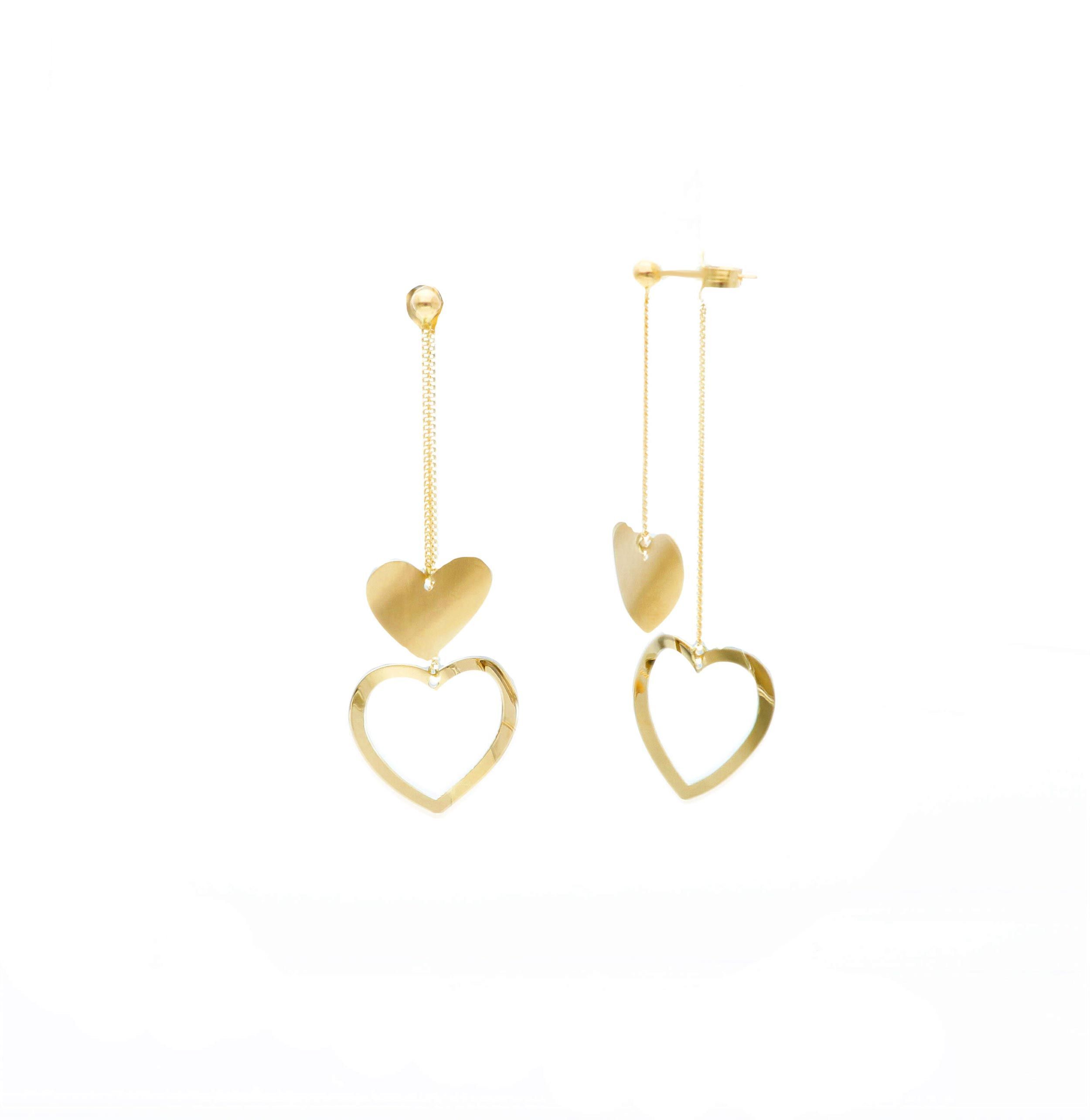 Golden earrings 14k with hearts (code S245974)